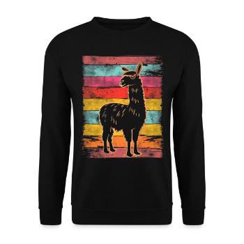 Lama Alpaka Vintage - Unisex Pullover - Schwarz - Vorne - Alina (178cm) & Michal (187cm)