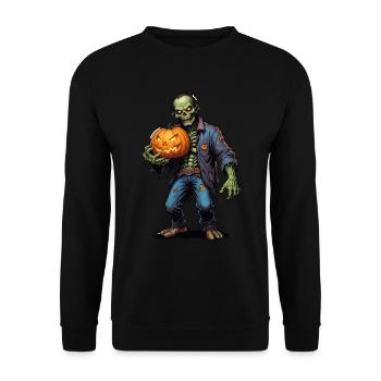 Halloween - Zombie Horror Horror with Pumpkin - Unisex Sweatshirt - black - Front - Alina (178cm) & Michal (187cm)