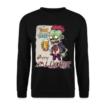 Happy Hallobeer Halloween Trick Or Treat - Unisex Sweatshirt - black - Front - Alina (178cm) & Michal (187cm)