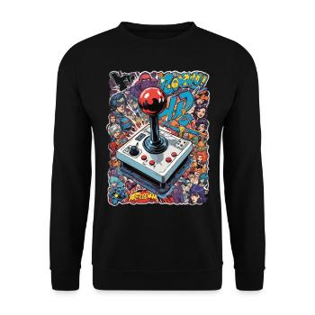 Retro Gamer Adventure Joystick - Unisex Sweatshirt - black - Front - Alina (178cm) & Michal (187cm)