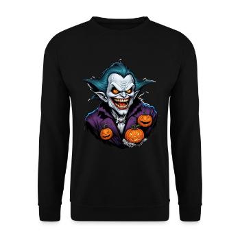 Halloween Vampir Mit Kürbissen - Unisex Pullover - Schwarz - Vorne - Alina (178cm) & Michal (187cm)
