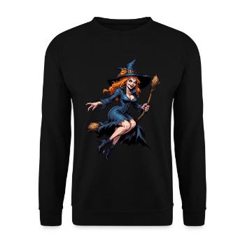 Halloween Witch With Pumpkin Illustration - Unisex Sweatshirt - black - Front - Alina (178cm) & Michal (187cm)