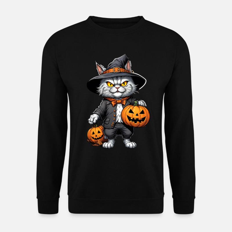 Halloween Cat with Pumpkin - Unisex Sweatshirt - black