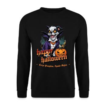 Halloween Dog with Pumpkin Vampire Costume - Unisex Sweatshirt - black - Front - Alina (178cm) & Michal (187cm)