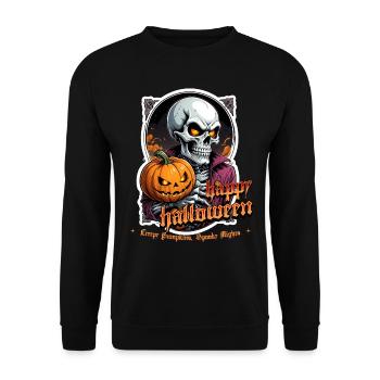 Halloween Crâne Citrouille Crâne Crâne Effrayant - Sweat-shirt Unisexe - noir - Devant - Alina (178cm) & Michal (187cm)