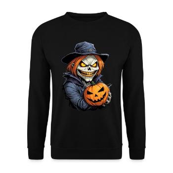 Spooky Pumpkin Halloween Witch with Glowing Ends - Unisex Sweatshirt - black - Front - Alina (178cm) & Michal (187cm)