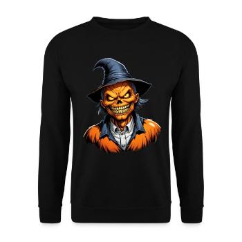 Tête de citrouille d’Halloween avec chapeau de sorcière - Sweat-shirt Unisexe - noir - Devant - Alina (178cm) & Michal (187cm)