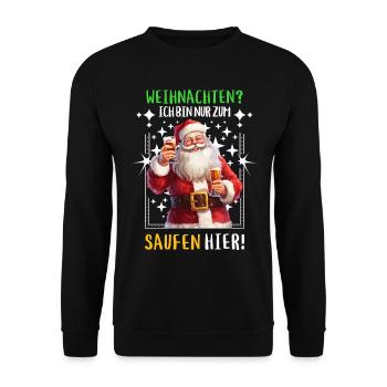 Weihnachtsmann Bier Saufen Alkohol Weihnachten - Unisex Pullover - Schwarz - Vorne - Alina (178cm) & Michal (187cm)
