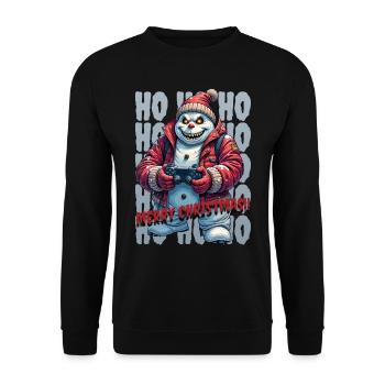 Evil Snowman Playing Christmas - Unisex Sweatshirt - black - Front - Alina (178cm) & Michal (187cm)