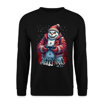 Méchant Noël Gamer Bonhomme de neige Joyeux Noël - Sweat-shirt Unisexe - noir - Devant - Alina (178cm) & Michal (187cm)