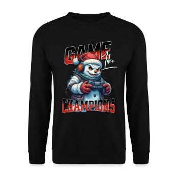 Game Like Champions Mit Totenkopf und Controller - Unisex Pullover - Schwarz - Vorne - Alina (178cm) & Michal (187cm)
