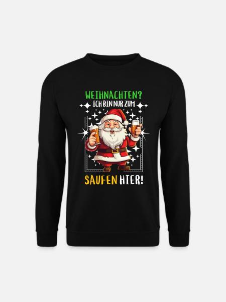 Christmas Claus Beer Drinking Alcohol - Unisex Sweatshirt - black