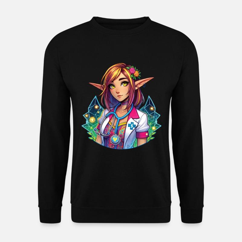 Fantasy Elf Nurse Magic Design - Unisex Sweatshirt - black