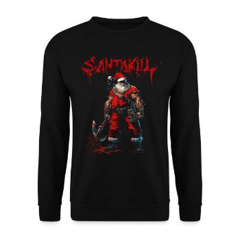 Santakill : Noël Sanglant - Sweat-shirt Unisexe - noir - Devant - Alina (178cm) & Michal (187cm)