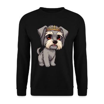 Tibetan Terrier - Gray Dog with Crown Cartoon - Unisex Sweatshirt - black - Front - Alina (178cm) & Michal (187cm)