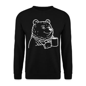 Ours avec tasse à café - Ours avec tasse de café - Sweat-shirt Unisexe - noir - Devant - Alina (178cm) & Michal (187cm)