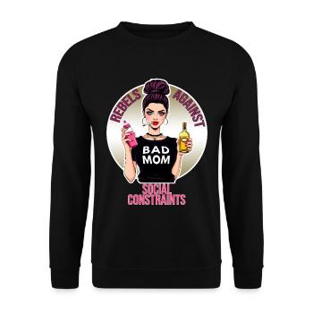 Bad Mom - Rebel against social coercion - Unisex Sweatshirt - black - Front - Alina (178cm) & Michal (187cm)