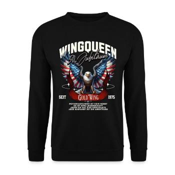 Goldwing Wing Queen 50 Jubiläum 1975 - Unisex Pullover - Schwarz - Vorne - Alina (178cm) & Michal (187cm)