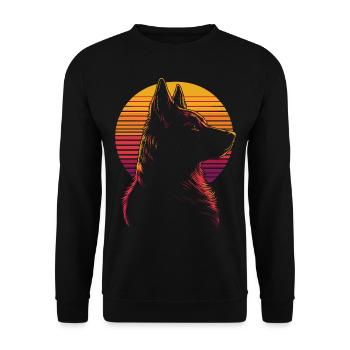 German Shepherd Silhouette Vintage - Unisex Sweatshirt - black - Front - Alina (178cm) & Michal (187cm)