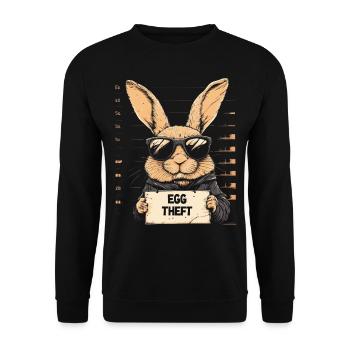 Hase Eierdieb Osterhase Mugshot Polizeifoto Ostern - Unisex Pullover - Schwarz - Vorne - Alina (178cm) & Michal (187cm)