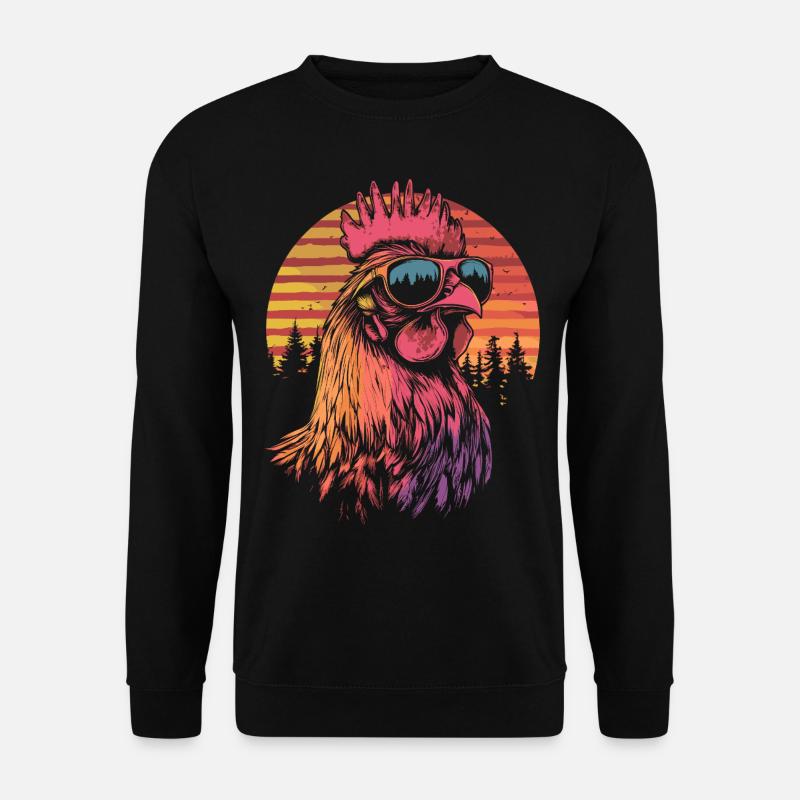 Hahn mit Sonnenbrille - Unisex Pullover - Schwarz