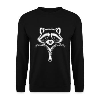 Naughty raccoon looking out of the zipper 🦝 - Unisex Sweatshirt - black - Front - Alina (178cm) & Michal (187cm)