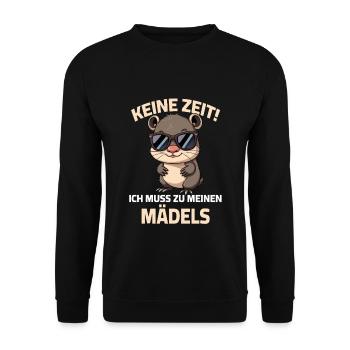 Hamster - Pas le temps, je dois aller voir mes filles - Sweat-shirt Unisexe - noir - Devant - Alina (178cm) & Michal (187cm)
