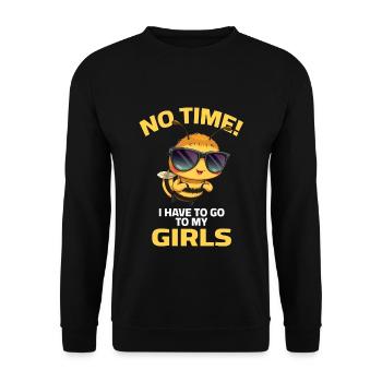 Honey Bee Bees Drôle d’apiculteur Dictons - Pas le temps - Sweat-shirt Unisexe - noir - Devant - Alina (178cm) & Michal (187cm)