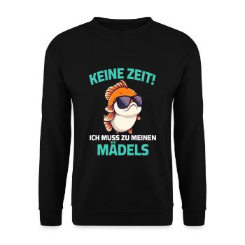 Pas le temps, je dois aller chez mes filles - poisson - Sweat-shirt Unisexe - noir - Devant - Alina (178cm) & Michal (187cm)