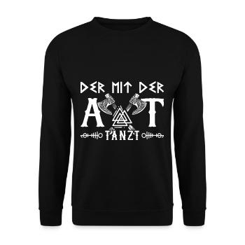 Celui qui danse avec la hache du guerrier viking - Sweat-shirt Unisexe - noir - Devant - Alina (178cm) & Michal (187cm)