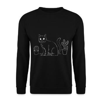 Pflanze Katze Liebhaber Frauen Katzen - Unisex Pullover - Schwarz - Vorne - Alina (178cm) & Michal (187cm)