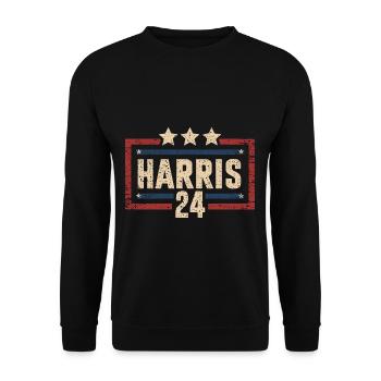 Harris 2024 Vintage Election Patriotic Campaign - Unisex Sweatshirt - black - Front - Alina (178cm) & Michal (187cm)