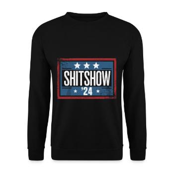 Shitshow 2024 Political Election Parody - Unisex Pullover - Schwarz - Vorne - Alina (178cm) & Michal (187cm)