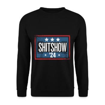 Shitshow 2024 Political Election Parody - Unisex Sweatshirt - black - Front - Alina (178cm) & Michal (187cm)