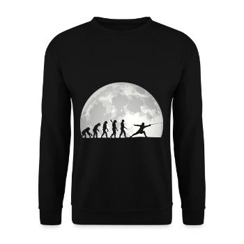 Fechten Evolution Vintage Fencer - Unisex Pullover - Schwarz - Vorne - Alina (178cm) & Michal (187cm)