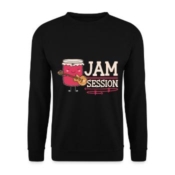 Jam Session Musiker Gelee Wortspiel Gitarre - Unisex Pullover - Schwarz - Vorne - Alina (178cm) & Michal (187cm)