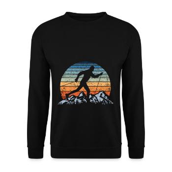Vintage Sunset Cross Country Cross Country Skier Winter Sports Ski - Unisex Sweatshirt - black - Front - Alina (178cm) & Michal (187cm)