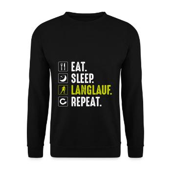 Eat Sleep Cross-Country Repeat Cross-Country Fun Gift - Unisex Sweatshirt - black - Front - Alina (178cm) & Michal (187cm)