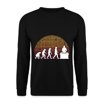 Evolution de l’homme DJ Techno Vinyle Rétro Vintage - Sweat-shirt Unisexe - noir - Devant - Alina (178cm) & Michal (187cm)