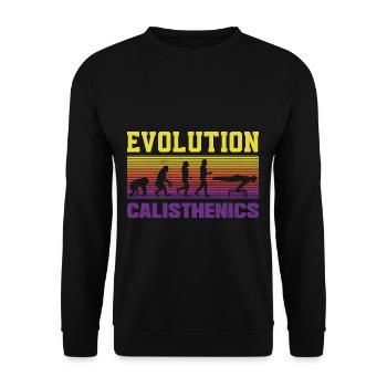 Evolution of man Calisthenics Retro Vintage - Unisex Pullover - Schwarz - Vorne - Alina (178cm) & Michal (187cm)
