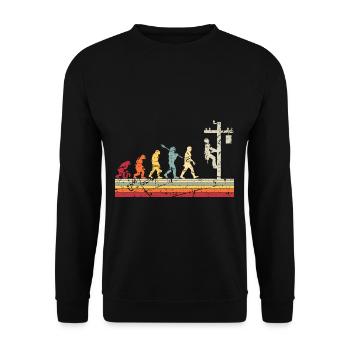 Elektriker Human Evolution Vintage Lineman - Unisex Pullover - Schwarz - Vorne - Alina (178cm) & Michal (187cm)