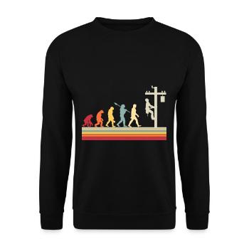 Elektriker Human Evolution Vintage Lineman - Unisex Pullover - Schwarz - Vorne - Alina (178cm) & Michal (187cm)