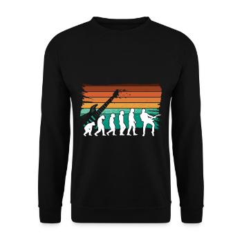 Human Evolution Guitar Band Retro Vintage - Sweat-shirt Unisexe - noir - Devant - Alina (178cm) & Michal (187cm)