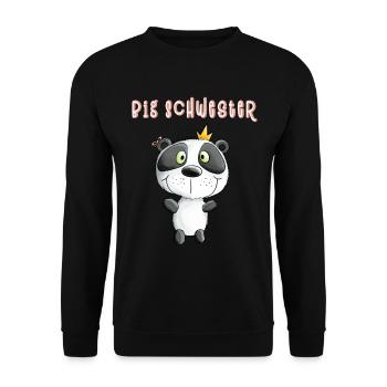 Big Schwester Panda Bär Prinzessin - Unisex Pullover - Schwarz - Vorne - Alina (178cm) & Michal (187cm)