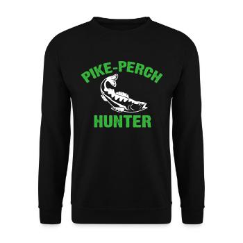 Fishing friends Pike Perch Hunter - Unisex Sweatshirt - black - Front - Alina (178cm) & Michal (187cm)