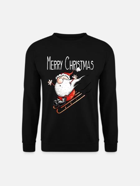 Merry Christmas Weihnachtsmann auf Achse - Comic - Unisex Pullover - Schwarz