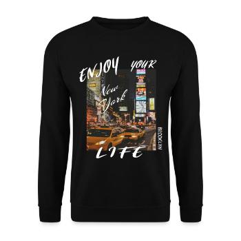 New York City - Unisex Pullover - Schwarz - Vorne - Alina (178cm) & Michal (187cm)