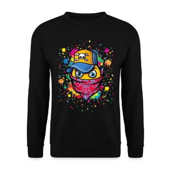 Maske und Graffitis - Unisex Pullover - Schwarz - Vorne - Alina (178cm) & Michal (187cm)