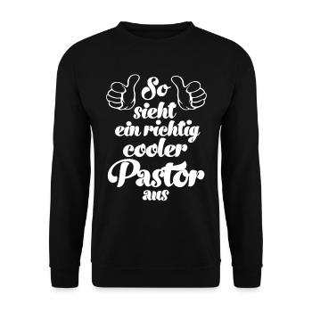 So sieht ein cooler Pastor aus Pastorin - Unisex Pullover - Schwarz - Vorne - Alina (178cm) & Michal (187cm)