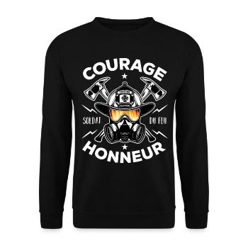Soldat du feu Courage Honneur Cadeau Pompier - Sweat-shirt Unisexe - noir - Devant - Alina (178cm) & Michal (187cm)